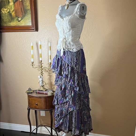 Anu Dresses & Skirts - ANU Boho Purple Ruffled Maxi Skirt.  Sz XL